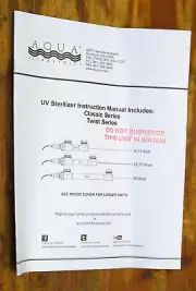 Aqua Ultraviolet UV Manual, Classic+Twist Series - Installation, Parts Diagrams