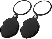 GOOHOCHY 2pcs Mini Handheld Magnifier with Rotating Protective Sleeve Magnification for Reading Small Prints Labels Cards Durable Construction for Science Class Use
