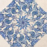 16 9.5" Blue White Porcelain Paisley #1 Stack Whack Quilt Blocks*Kaleidoscope