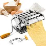 Pasta Maker Machine - Stainless Steel Hand Crank Cutter & Roller for Fresh Pasta