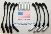 99-06 CHEVY SILVERADO LS1 VORTEC 4.8L 6.0L BLACK SPARK PLUG WIRES + HEAT BOOTS