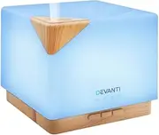 Devanti Aroma Diffuser, 600ml Wood Grain Air Humidifier Purifier Essential Oils Car Airs Freshener Vaporizer Aromatherapy Diffusers Scent Booster Home Office Bedroom Humidifiers Steam, 7 LED Light