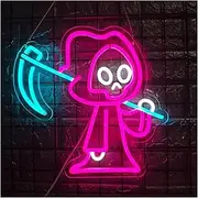 Hanging Art Neon Signs Spooky Ghost Led Neon Sign USB Powered Dimmable Wall Decor, for Bedroom, Porch Home Decor, Multipurpose Wall Mounted Lights 32cm×36.5cm