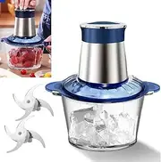 200W Electric Meat Grinder & Food Chopper – Portable Stainless Steel Blender for Meat, Fish, Vegetables & Baby Food – 2L Capacity, 2 Blades, Fast Ice Crushing, Fully Automatic Home Mixer