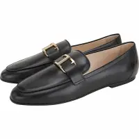 在飛比找Yahoo奇摩購物中心優惠-TOD’S Timeless 金T字小牛皮樂褔鞋(黑色)