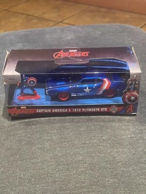 1972 PLYMOUTH GTX & CAPTAIN AMERICA FIGURE "THE AVENGERS" 1/32 BY JADA TOYS NIB!