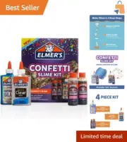 Fun and Safe Elmer’s Confetti Slime Kit with Nontoxic Glue - 4 Count Set
