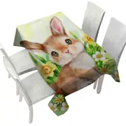 Cute Animal Art Bunny in the Flower Garden Tablecloth