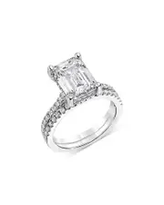 Bloomingdale's Fine Collection Certified Lab Grown Diamond Emerald Cut & Round Bridal Set in 18K White Gold, 4.50 ct. t. w.