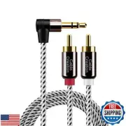 CableCreation 3.5mm to RCA Cable, Angle 3.5mm Male to 2RCA Male Auxiliary Ste