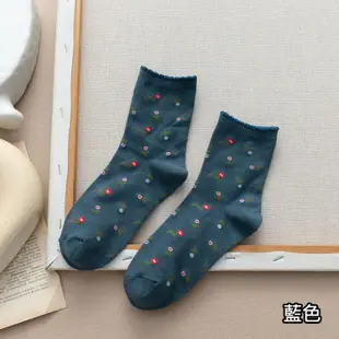 【日光手感】日系清新小碎花中筒襪(6色)S031 小花襪子 中筒襪 棉襪 女襪