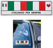 Decorative Sign 27 x 8 cm for Italian Fans - Plastic with Reversible Suction Cups, attaches Inside and Outside to Glass car - Perfect Accessory for Football Fans and Italian Sports