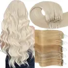 Blonde 100G Micro Ring Easy Loop Remy Human Hair Extensions Full Head Thick Bead