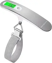 [VIEYKEA] Digital Luggage Travel Scale with Overweight Warning Function, Portable Handheld Electronic Weighing Scale with Hook, 50kg & Backlit LCD Display Screen Design for Suitcase Baggage (Battery Included)
