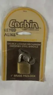 Vintage New Corbin Cabinets Key Padlock Solid Brass K 6025
