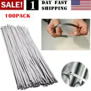 100 Pcs 304 Stainless Steel 12" Exhaust Wrap Coated Metal Locking Cable Zip Ties