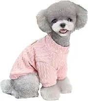 Turtleneck Dog Jumper - Classic Cable Knit Dog Sweater Coat,Warm Pet Winter Clothes Outfits for Dogs Cats Pink XXL