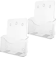 LALAFINA 2Pcs Wall File Holder Clear Hanging Document Organizer for Office Use Tabletop Pamphlet Stand Storage Rack for Papers and Magazines
