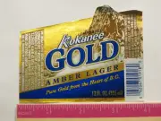 BEER LABEL: COLUMBIA Brewery KOKANEE Amber Lager ~ Creston, BRITISH COLUMBIA