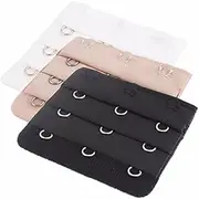 [Aussie Wardrobe Collection] Bra Extender 3 Hooks Clip Black White Nude Beige Womens Maternity Extender One Size 3-Hook - 1 of Each Colour Accessory