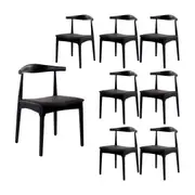 Henrik 8pc Set Dining Chair Replica Hans Wegner Elbow Solid Ash Timber Black