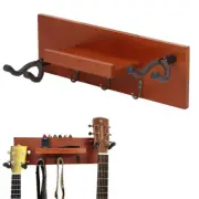 Double Guitar Wall Hangers Hook with Shelf and Pick Holder Wooden Guitar Racks