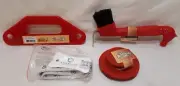 TOUGH 1 Grooming Tools Set Kit - Hoof Pick - Sweat Scrapper - Face Curry - Red