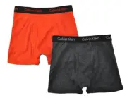 Calvin Klein Boys Charcoal & Orange 2 Pack Boxer Briefs Size 4/5 6/7 8/10