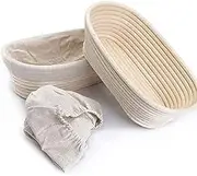 Oval Shaped Banneton Proofing Basket Set, 2Pcs 10 inch Bread Proofing Baskets Set of Oval Shaped