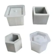 Square Succulents Planter Resins Molds Hexagonals Flower Pots with Hole Silicone