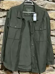 Women’s NWT Army Green American Eagle Cotton Casual Button Up Jacket Size Medium