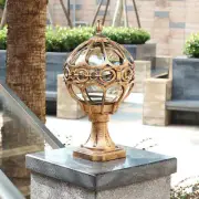 Vintage Metal Sphere Tea Glass Globe Outdoor Fence Pillar Coach Lights Gatepost