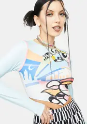 [NGOrder] Powerpuff Girls Print Open Back Top