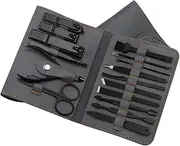 16Pcs/Set Nail Clipper Cutter Trimmer Ear Pick Grooming Kit Set Pedicure Toe Nail Art Tools Set Kits with Bag Grey