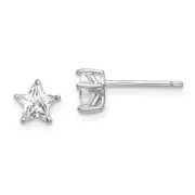 Sterling Silver Rhodium-Plated 6mm Cz Star Stud Earrings
