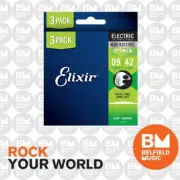 3 Pack of Elixir 16550 Electric Guitar Strings Optiweb Super Light 9-42 E-OW-SL