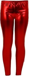 [Janisramone] Girls Kids New Plain Metallic Hot Wet Look Foil Shiny Skinny Party Disco Pants Leggings