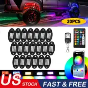 20 Pods RGB LED Rock Lights Kit Underbody Neon Music Light Bluetooth APP Control