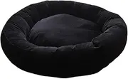 Ｂｅｓｇａ Round Cat Bed Pet Sleeping Mat Soft Kennel Comfortable Autumn Winter Pet Cat Nest Donut Bed for Pomeranian Poodle Chihuahua, Black S