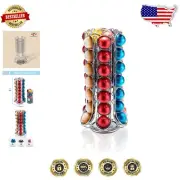 Elegant Silver Coffee Pod Holder Stand - 60 Capacity Nespresso Vertuo Organizer