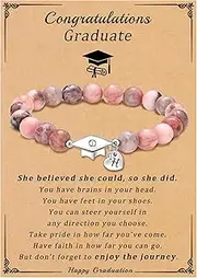 [Sistble] 2024 Graduation Gifts Class of 2024 Gifts A-Z Initial Graduation Bracelets for Her College High School 8th 6th 5th Grade Graduation Gifts Graduation Cap Decorations Inspirational Jewelry