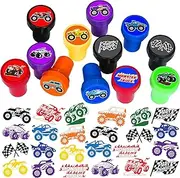 Monster Truck Stampers for Kids, Themed Monster Truck Birthday Party Favors Decorations Supplies 12PCS Stamps Classroom Gifts Cute for Boys Girls Rewards Birthday Party Gifts Ideals Prizes