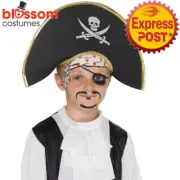 AC354 Child Pirate Captain Hat Skull Crossbone Costume Boys Girls Kids Book Week