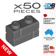 50 x Genuine LEGO® 1 x 2 Brick, Modified Masonry - Dark Grey - Part 98283 - NEW