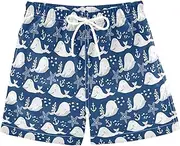 [RPLIFE] Swimming Clothes for Boys, Anti Chafe Swim Trunks for Boys 2 T, Cartoon Whales White Blue