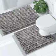 Bathroom Rugs Sets 2 Piece, Extra Soft Thick Chenille Bath Mat and U-Shaped T...
