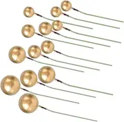 Ciieeo 20Pcs Golden Round Ball Cupcake Toppers Unique Decorative Ornaments for Cakes Ice and Fruit for Birthday Parties and Festivals