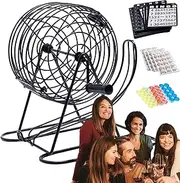 Jumbo Bingo Cage - Manual Lottery Machine, Bingo Ball Cage | Lottery Ball Cage Machine with Curved Latch, Deluxe Lottery Ball Machine Game, Manual Bingo Draw for Events Game Nights Celebrations