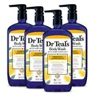 Dr Teal's Body Wash with Pure Epsom Salt, Prebiotic Lemon Balm, 24 Fl Oz, 4 Pack