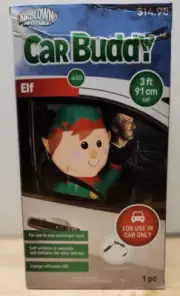 Gemmy Airblown Inflatable Elf Car Buddy 3 Ft LED Christmas Car Lighter Power New